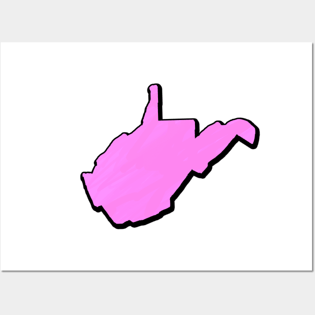 Pink West Virginia Outline Wall Art by Mookle